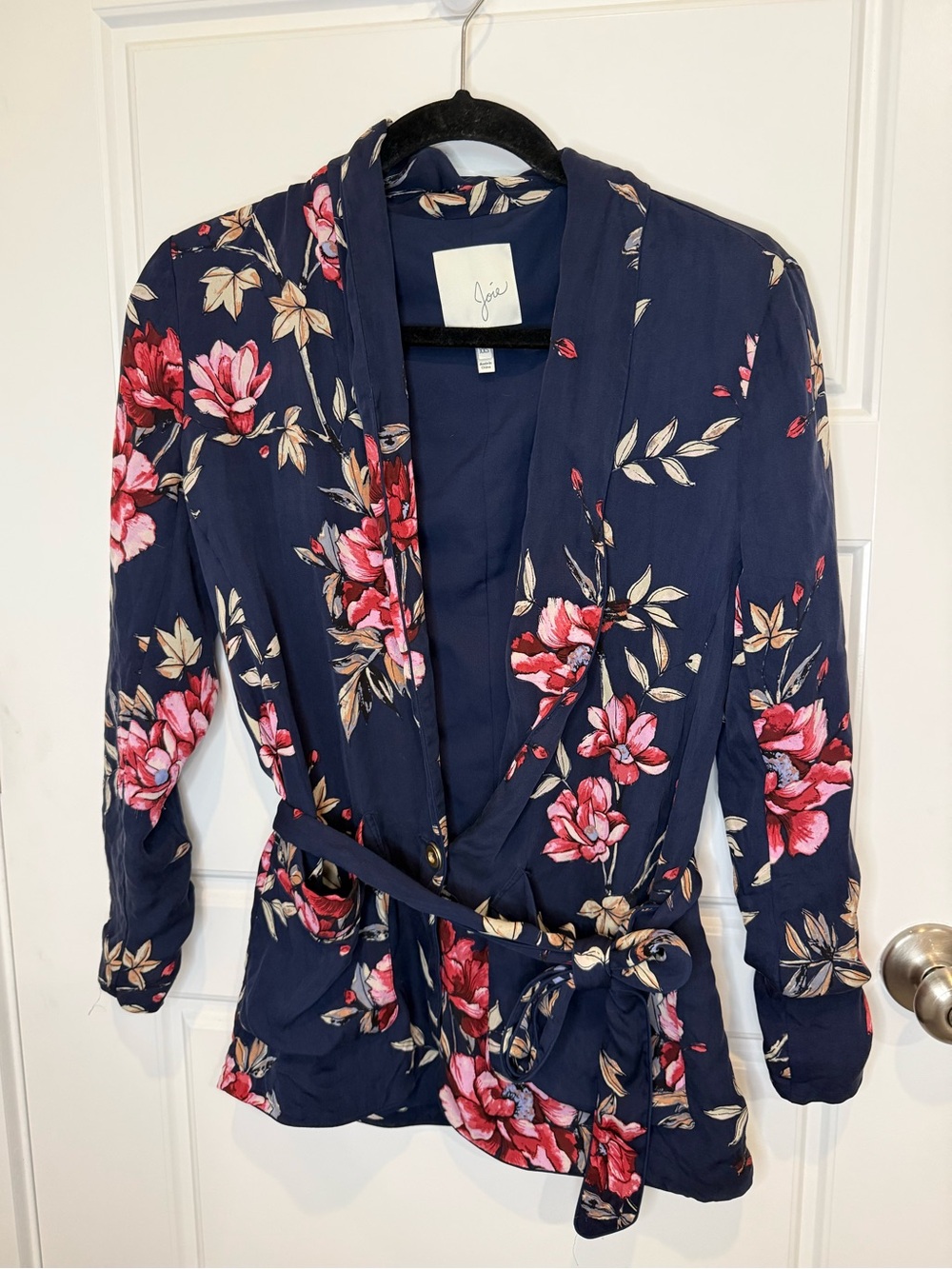 Joie Womens Anasophia One Button Navy Silk Blazer Jacket Small XXS